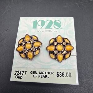 1928 Brand Yellow Clip On Earrings Costume Jewelry NWT On Card